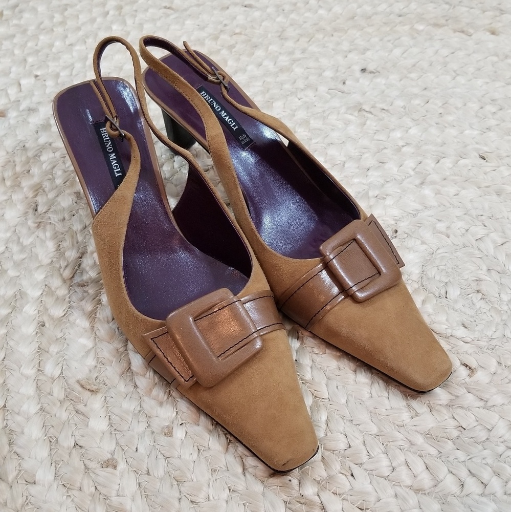 Bruno Magli Tan Slingback Heels